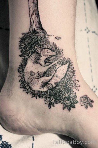 Oultine Fox Tattoo On Ankle-TB12122