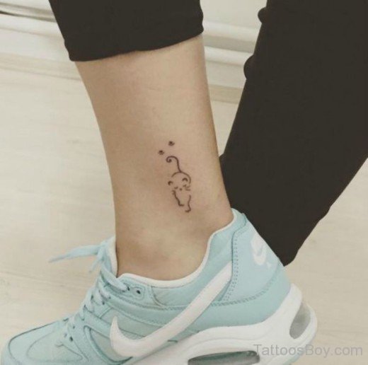Outline Cat Tattoo On Ankle-TB12108