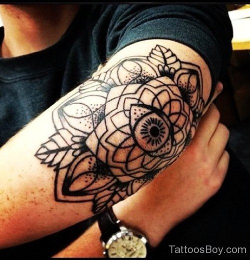 Outline Flower Tattoo On Elbow-TB140