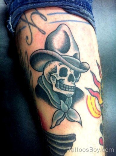Outstanding Cowboy Skull Tattoo Design-TB12257
