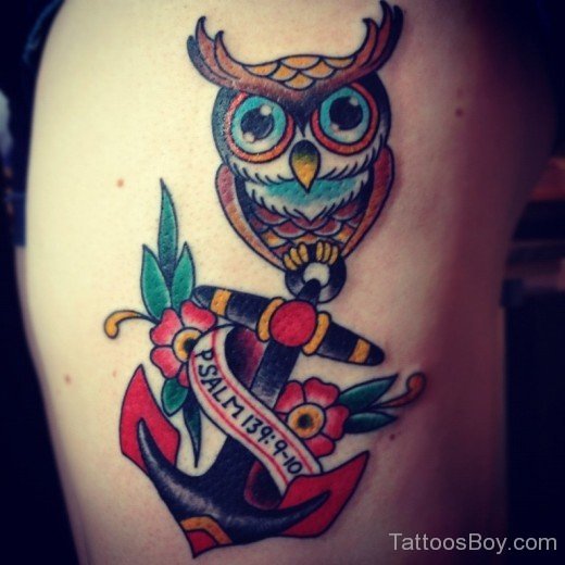 Owl And Anchor Tattoo-TB1237