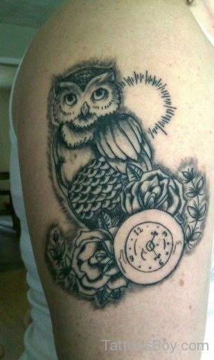 Owl Bird And Clock Tattoo-TB12105