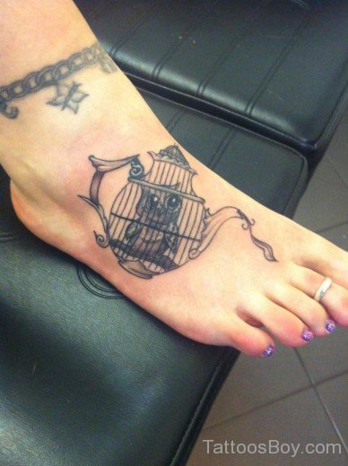 Owl Tattoo On Foot-TB12085