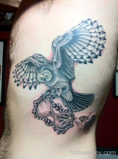 Owl Tattoo On Rib-TB12107