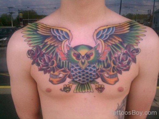 Owl Tattoo On Chest