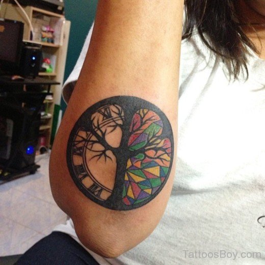 Peace Symbol Tattoo On Elbow-TB12259