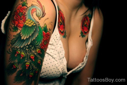 Peacock Tattoo On Shoulder-TB12260