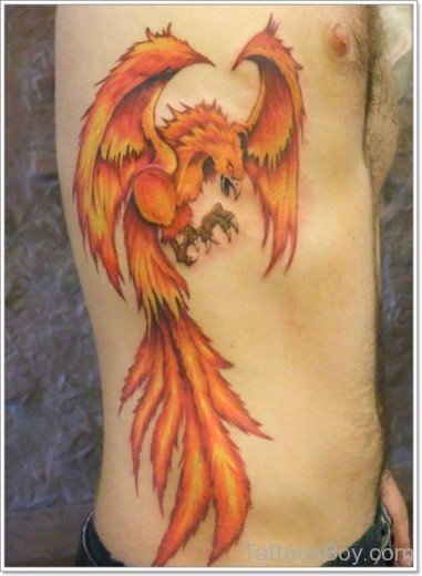 Phoenix Tattoo On Rib-TB12081