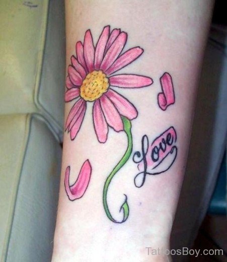 Pink Daisy Flower Tattoo-TB1093