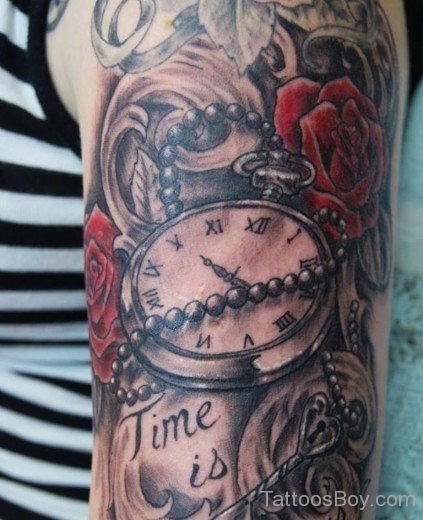 Pocket Watch And Rose Tattoo-TB12110