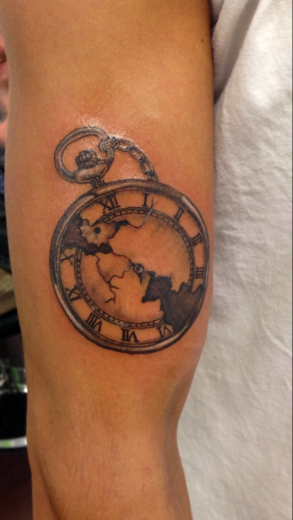 Pocket Watch Tattoo On Bicep-TB12114