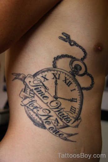 Pocket Watch Tattoo On Rib-TB12115