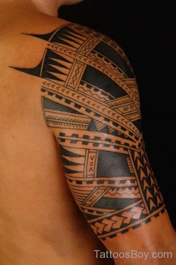 Polynesian Tribal Tattoo On Half Sleeve-TB12265
