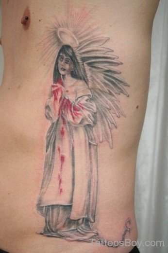 Praying Angel Tattoo On Rib-TB12151