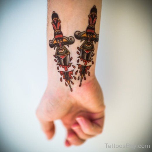 Pretty Dagger Tattoo On Wrist-TB12071