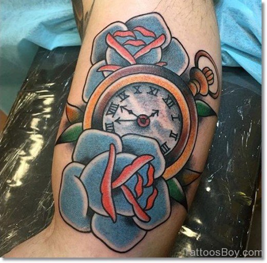 Pretty Rose And Clock Tattoo-TB12121