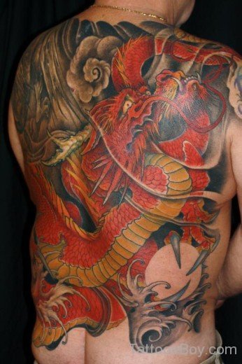 Red Dragon Tattoo On Back-TB1278