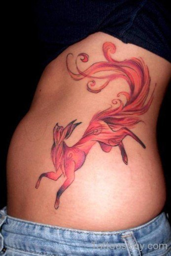 Red Fox Tattoo On Rib-TB173