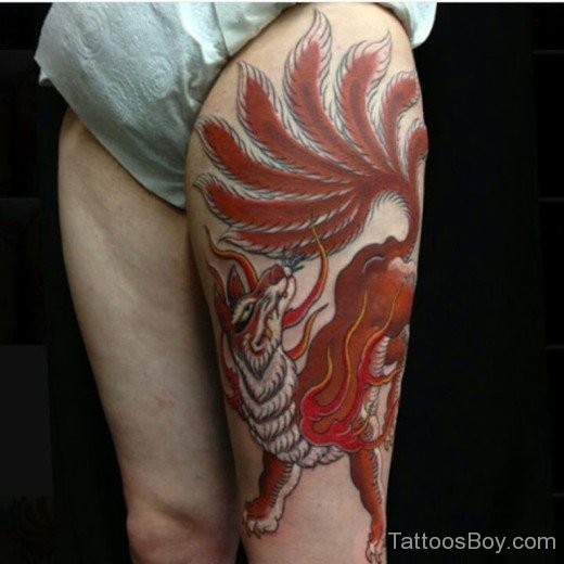Red Fox Tattoo On Thigh-TB12125