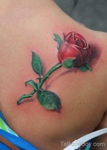 Red Rose Tattoo On Back-TB12085