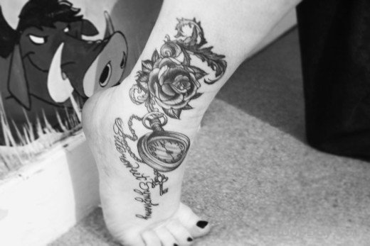 Clock Tattoo on Ankle