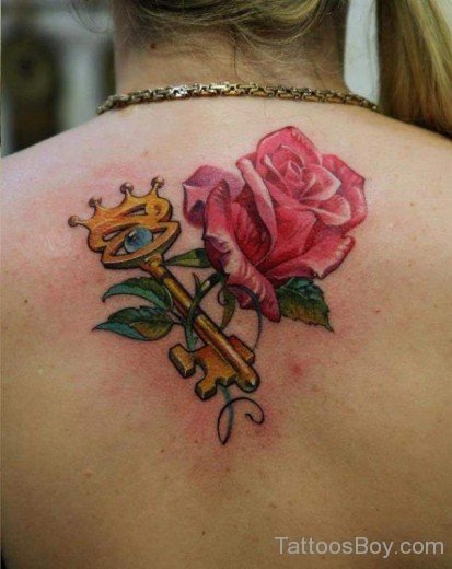 Rose And Crown Key  Tattoos--TB146