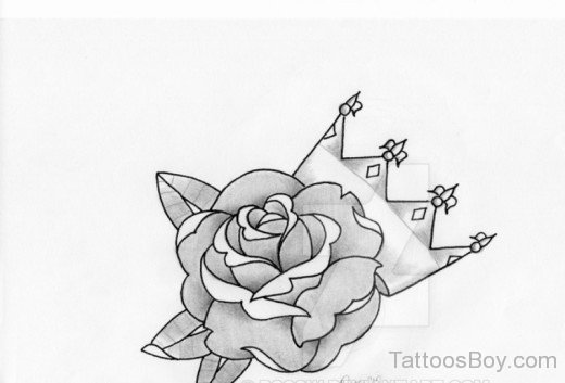 Rose And Crown Tattoos Design--TB149