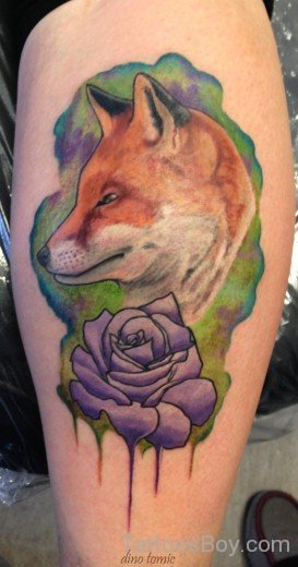 Rose And Fox Tattoo design-TB12127