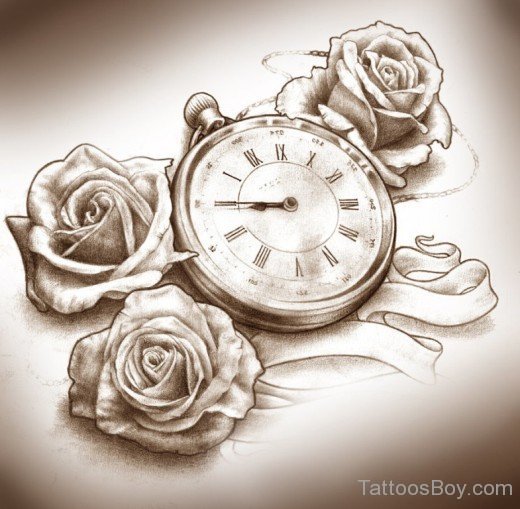 Rose Clock Tattoo