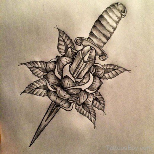 Rose Dagger Tattoo Design-TB12074