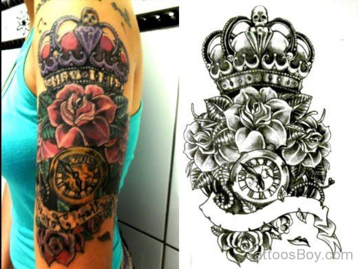 Rose-Flower-And-Crown-Tattoo-Design--TB161