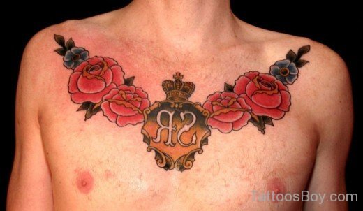 Rose Flower Tattoo On Chest-TB12274
