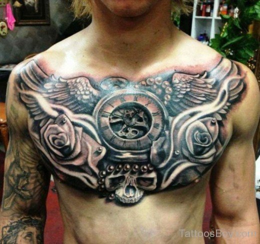 Rose Flower TattACoo On Chest-Tb12148