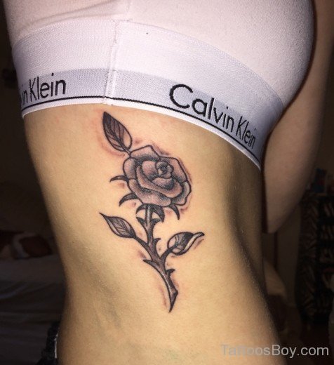 Rose Flower Tattoo On Rib-TB12091