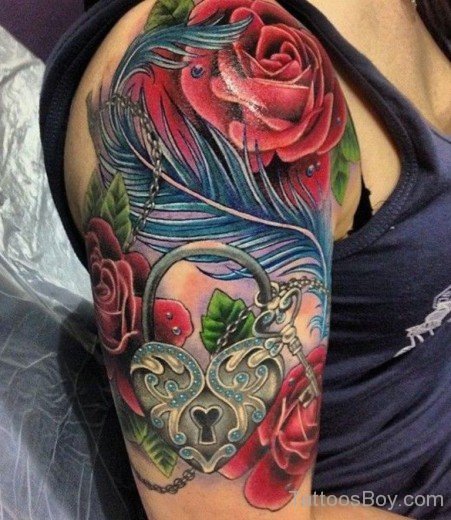 Rose Flower Tattoo On Shoulder 58-TB12090