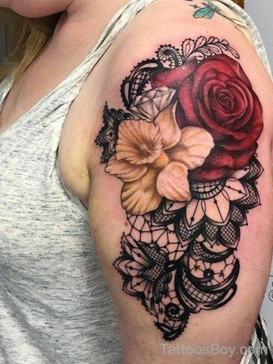 Rose Tattoo On Shoulder-TB174