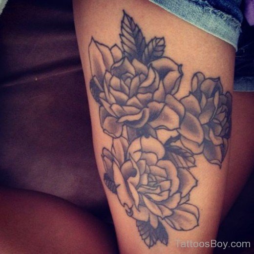Rose Tattoo On Thigh-TB12094