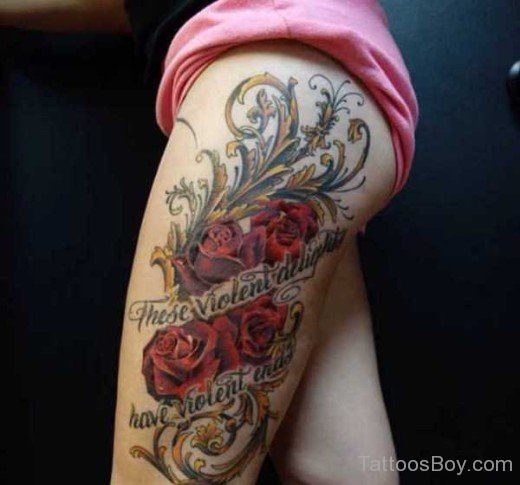 Rose Tattoo On Thigh--TB158