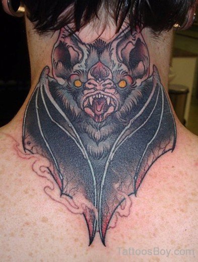 Scary  Bat Tattoo On Nape-TB1281
