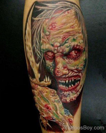 Scary Zombie Tattoo On Shoulder-TB1046