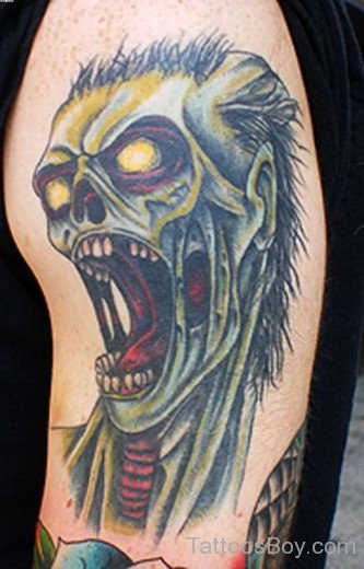 Screaming Zombie Tattoo On Leg-TB1048