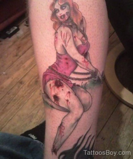 Sexy Zombie Girl Tattoo On Arm-TB1049