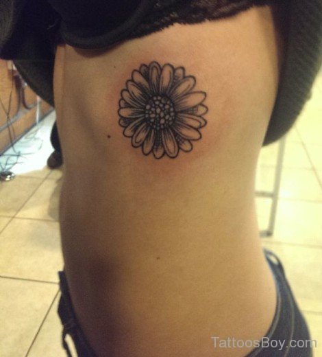 Simple Daisy Tattoo On rib-TB1101