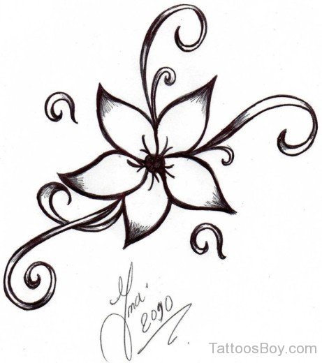 Simple Flower Tattoo Design-TB12096
