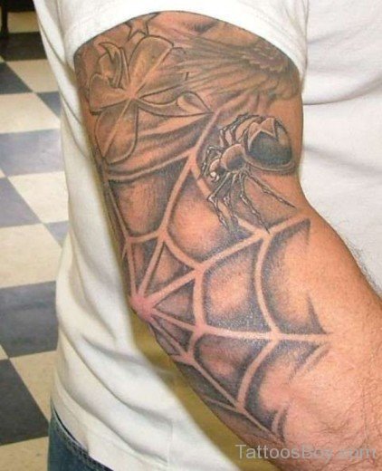 Sipderweb Tattoo On  Elbow-TB148