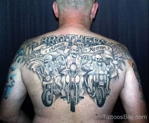 Skelton Bike Tattoo On Back-TB1241