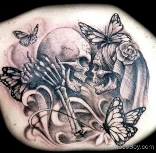 Skull And Butterfly Tattoo-TB12097