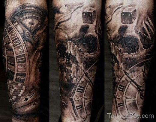 Skull And Clock Tattoo-TB12137