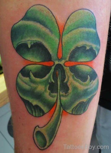 Skull And Clover Tattoo Design-TB12171