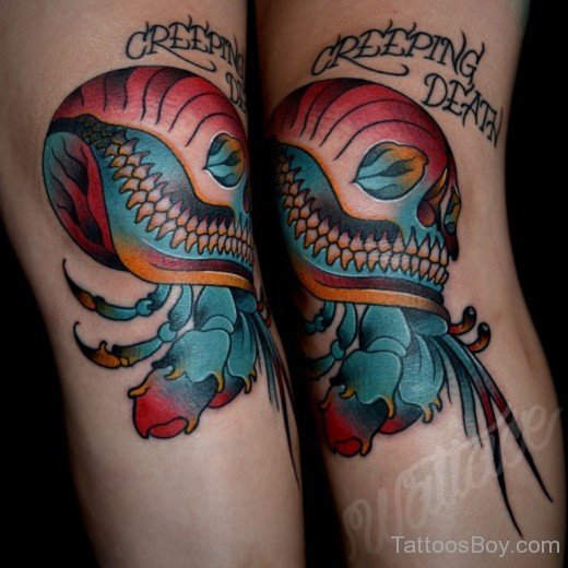 Skull And Crab Tattoo Design-TB12123